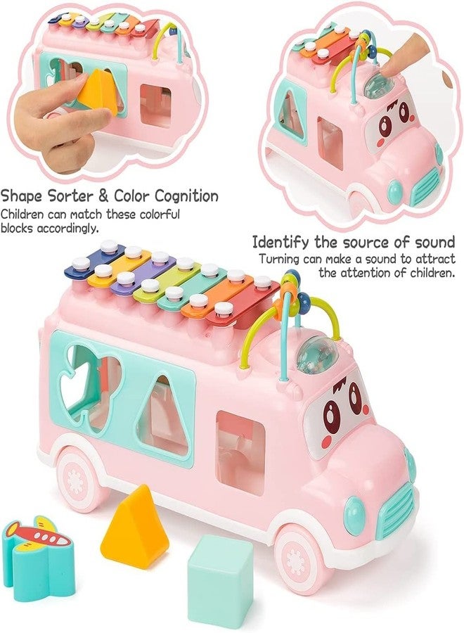 SANTALON Musical School Bus with Piano Toy for Kids Boys & Girls Toys Push & Pull Toys Gifts, Musical Toys for Kids Xylophone Bus for Above 1 Year,ABS Plastic (Multicolor) - Image 3